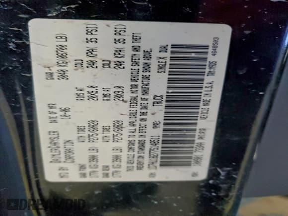 ✅ 2007 Dodge 1500 SLT • VIN: 1D7HU18277S148511 • Lot: 96006185. Listed on Copart with 86,020 mi. Free auction sales archive from the USA and detailed vehicle history report at DreamBid. Image 12.