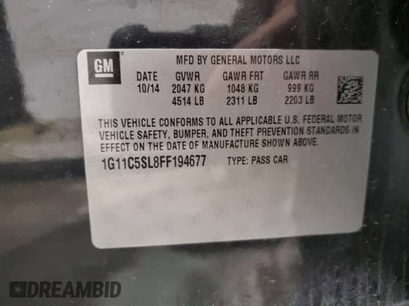 2015 Chevrolet Malibu LT z VIN 1G11C5SL8FF194677, wystawiony jako Copart lot #38092374 z przebiegiem 147 331 mil mil oraz . Historia ofert i sprzedaży dostępna na DreamBid. Obrazek 12.