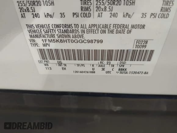 ✅ 2016 Ford Explorer Platinum • VIN: 1FM5K8HT0GGC98799 • Lot: 43615915. Wystawiony na IAAI z przebiegiem 108 430 mil. Bezpłatny archiwum sprzedaży aukcyjnych z USA i szczegółowy raport historii pojazdu na DreamBid. Zdjęcie 9.