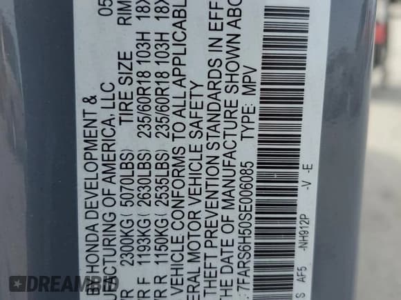 ✅ 2025 Honda CR-V Sport • VIN: 7FARS6H50SE006085 • Lot: 81175635. Listed on Copart with Not provided. Free auction sales archive from the USA and detailed vehicle history report at DreamBid. Image 12.