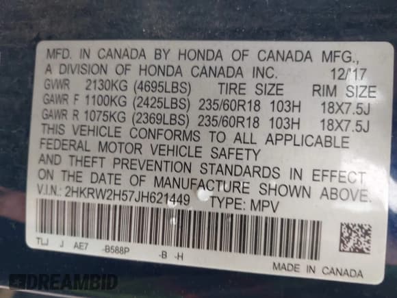 ✅ 2018 Honda CR-V EX • VIN: 2HKRW2H57JH621449 • Lot: 43267498. Wystawiony na IAAI z przebiegiem 123 543 mil. Bezpłatny archiwum sprzedaży aukcyjnych z USA i szczegółowy raport historii pojazdu na DreamBid. Zdjęcie 9.