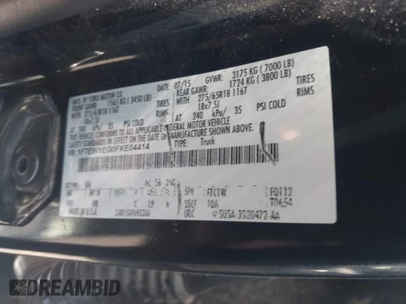 ✅ 2015 Ford F-150 XLT • VIN: 1FTEW1EG0FKE04414 • Lot: 42904361. Wystawiony na IAAI z przebiegiem 174 995 mil. Bezpłatny archiwum sprzedaży aukcyjnych z USA i szczegółowy raport historii pojazdu na DreamBid. Zdjęcie 9.