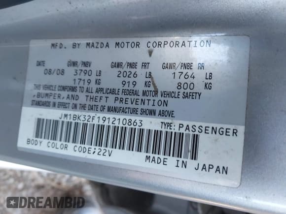 ✅ 2009 Mazda 3 i Touring Value • VIN: JM1BK32F191210863 • Lot: 43827745. Wystawiony na IAAI z przebiegiem 185 106 mil. Bezpłatny archiwum sprzedaży aukcyjnych z USA i szczegółowy raport historii pojazdu na DreamBid. Zdjęcie 9.