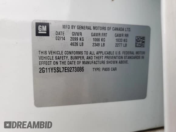 ✅ 2014 Chevrolet Impala LS • VIN: 2G11Y5SL7E9273086 • Лот: 71537324. Опубликован ранее на Copart с пробегом 126 136 миль. Бесплатный доступ к архиву аукционных продаж из США и подробный отчёт об истории автомобиля на DreamBid. Изображение 13.