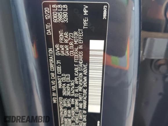 ✅ 2021 Volvo XC90 Momentum • VIN: YV4A22PK0M1724513 • Lot: 70893115. Listed on Copart with 27,658 mi. Free auction sales archive from the USA and detailed vehicle history report at DreamBid. Image 12.