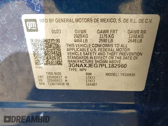 ✅ 2023 Chevrolet Equinox LT • VIN: 3GNAXJEG7PL182960 • Lot: 43589720. Wystawiony na IAAI z przebiegiem 73 992 mil. Bezpłatny archiwum sprzedaży aukcyjnych z USA i szczegółowy raport historii pojazdu na DreamBid. Zdjęcie 9.