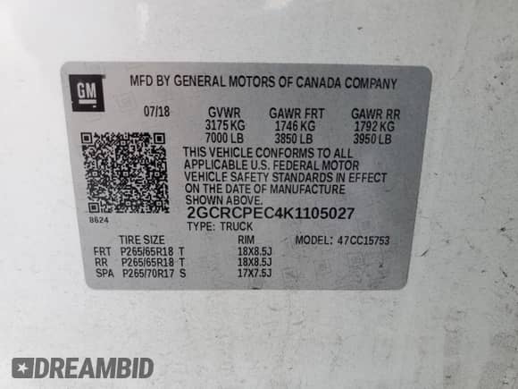 2019 Chevrolet Silverado 1500 LT с VIN 2GCRCPEC4K1105027, выставлен на аукционе Copart как лот 70841985 с пробегом 141 162 миль миль и Списание • Salvage title. История ставок и продаж доступна на DreamBid. Изображение 13.