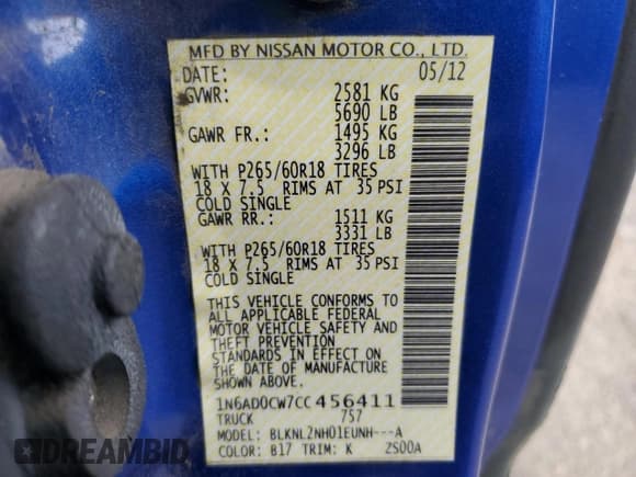 ✅ 2012 Nissan Frontier SV • VIN: 1N6AD0CW7CC456411 • Лот: 52384115. Опубликован ранее на Copart с пробегом 158 215 миль. Бесплатный доступ к архиву аукционных продаж из США и подробный отчёт об истории автомобиля на DreamBid. Изображение 13.