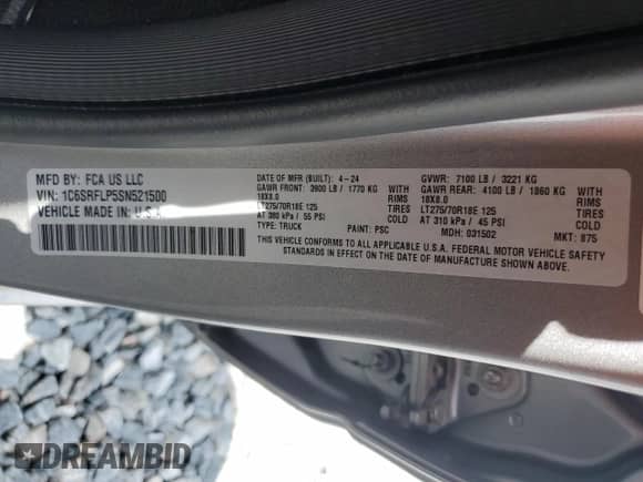 2025 Ram 1500 Rebel z VIN 1C6SRFLP5SN521500, wystawiony jako Copart lot #67063795 z przebiegiem 15 845 mil mil oraz Szkoda całkowita • Salvage title. Historia ofert i sprzedaży dostępna na DreamBid. Obrazek 12.
