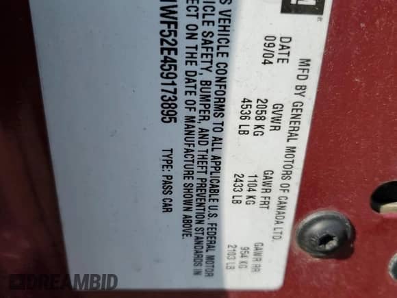 2005 Chevrolet Impala с VIN 2G1WF52E459173895, выставлен на аукционе Copart как лот 74858994 с пробегом 51 234 миль миль и Чистый • Clean title. История ставок и продаж доступна на DreamBid. Изображение 12.