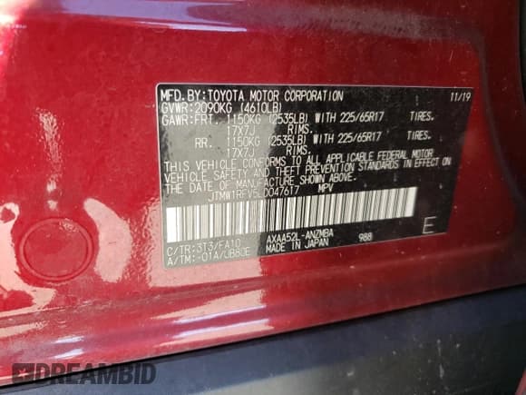 ✅ 2020 Toyota RAV4 XLE • VIN: JTMW1RFV5LD047617 • Lot: 82431625. Wystawiony na Copart z przebiegiem 47 273 mil. Bezpłatny archiwum sprzedaży aukcyjnych z USA i szczegółowy raport historii pojazdu na DreamBid. Zdjęcie 13.