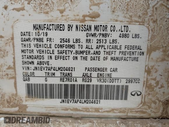 ✅ 2020 Infiniti Q50 Sport • VIN: JN1EV7AP4LM204621 • Lot: 42040560. Wystawiony na IAAI z przebiegiem 79 176 mil. Bezpłatny archiwum sprzedaży aukcyjnych z USA i szczegółowy raport historii pojazdu na DreamBid. Zdjęcie 9.