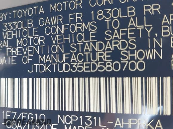 ✅ 2014 Toyota Yaris L • VIN: JTDKTUD35ED580700 • Lot: 42574780. Listed on IAAI with 128,799 mi. Free auction sales archive from the USA and detailed vehicle history report at DreamBid. Image 9.