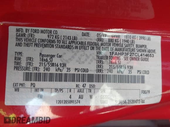 ✅ 2012 Ford Focus SE • VIN: 1FAHP3F27CL414653 • Lot: 42358976. Listed on IAAI with 106,288 mi. Free auction sales archive from the USA and detailed vehicle history report at DreamBid. Image 9.