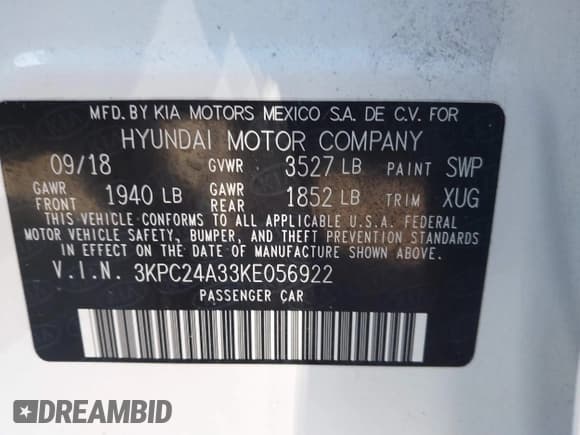 ✅ 2019 Hyundai Accent SE • VIN: 3KPC24A33KE056922 • Лот: 41357876. Опубликован ранее на IAAI с пробегом 31 566 миль. Бесплатный доступ к архиву аукционных продаж из США и подробный отчёт об истории автомобиля на DreamBid. Изображение 9.