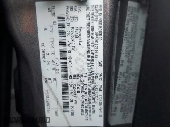 ✅ 2013 Ford C-Max SEL • VIN: 1FADP5BU7DL507417 • Lot: 93132615. Listed on Copart with 269,681 mi. Free auction sales archive from the USA and detailed vehicle history report at DreamBid. Image 13.