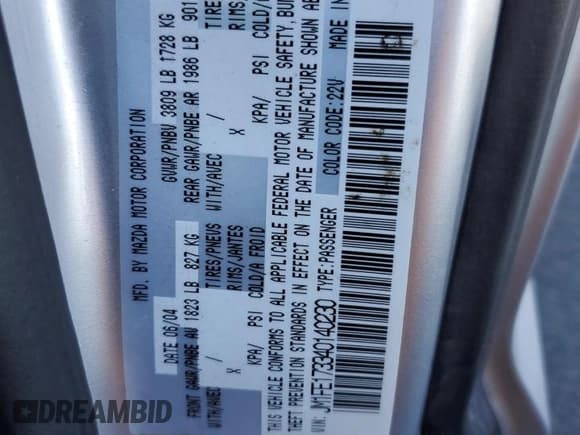 ✅ 2004 Mazda RX-8 • VIN: JM1FE173340140230 • Лот: 85397905. Опубликован ранее на Copart с пробегом 149 335 миль. Бесплатный доступ к архиву аукционных продаж из США и подробный отчёт об истории автомобиля на DreamBid. Изображение 13.