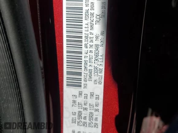 ✅ 2019 Ram 1500 Laramie • VIN: 1C6SRFJT3KN663408 • Лот: 86596215. Опубликован ранее на Copart с пробегом 102 615 миль. Бесплатный доступ к архиву аукционных продаж из США и подробный отчёт об истории автомобиля на DreamBid. Изображение 12.