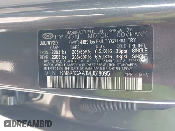 2021 Hyundai Kona SE с VIN KM8K1CAA1MU618095, выставлен на аукционе IAAI как лот 43481532 с пробегом 29 868 миль миль и . История ставок и продаж доступна на DreamBid. Изображение 9.