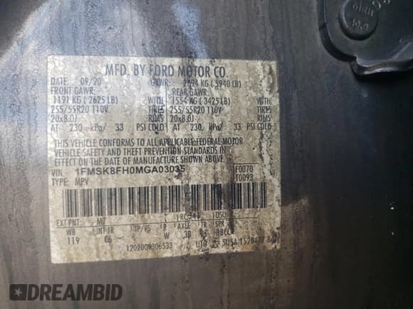 ✅ 2021 Ford Explorer Limited • VIN: 1FMSK8FH0MGA03035 • Lot: 80700225. Wystawiony na Copart z przebiegiem 64 337 mil. Bezpłatny archiwum sprzedaży aukcyjnych z USA i szczegółowy raport historii pojazdu na DreamBid. Zdjęcie 12.