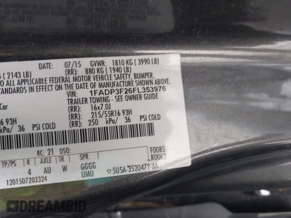 ✅ 2015 Ford Focus SE • VIN: 1FADP3F26FL353976 • Лот: 43706871. Опубликован ранее на IAAI с пробегом 137 999 миль. Бесплатный доступ к архиву аукционных продаж из США и подробный отчёт об истории автомобиля на DreamBid. Изображение 9.