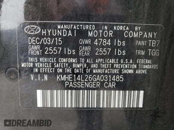 ✅ 2016 Hyundai Sonata • VIN: KMHE14L26GA031485 • Лот: 51050224. Опубликован ранее на Copart с пробегом 91 551 миль. Бесплатный доступ к архиву аукционных продаж из США и подробный отчёт об истории автомобиля на DreamBid. Изображение 12.