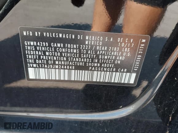 ✅ 2018 Volkswagen Jetta SEL • VIN: 3VWL17AJ9JM244848 • Lot: 42929605. Listed on IAAI with 64,684 mi. Free auction sales archive from the USA and detailed vehicle history report at DreamBid. Image 9.