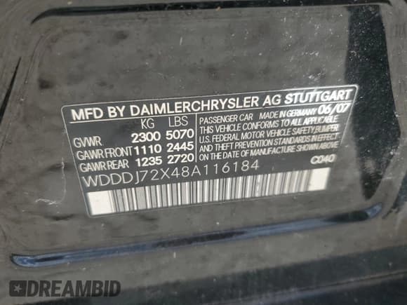 ✅ 2008 Mercedes-Benz CLS 550 • VIN: WDDDJ72X48A116184 • Lot: 86247775. Listed on Copart with 138,507 mi. Free auction sales archive from the USA and detailed vehicle history report at DreamBid. Image 12.