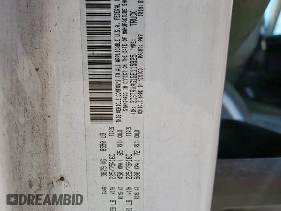 ✅ 2016 Ram ProMaster Cargo • VIN: 3C6TRVAG1GE115825 • Lot: 62019275. Listed on Copart with 270,185 mi. Free auction sales archive from the USA and detailed vehicle history report at DreamBid. Image 13.