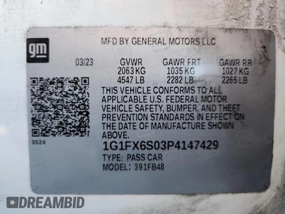 ✅ 2023 Chevrolet Bolt EV 2LT • VIN: 1G1FX6S03P4147429 • Lot: 82557385. Listed on Copart with 49,614 mi. Free auction sales archive from the USA and detailed vehicle history report at DreamBid. Image 13.