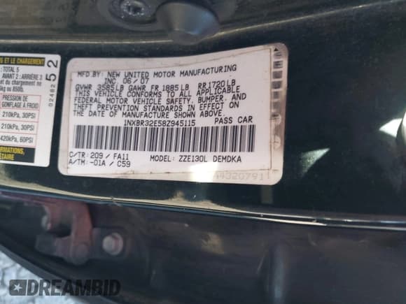 ✅ 2008 Toyota Corolla S • VIN: 1NXBR32E58Z945115 • Lot: 43492727. Wystawiony na IAAI z przebiegiem 205 065 mil. Bezpłatny archiwum sprzedaży aukcyjnych z USA i szczegółowy raport historii pojazdu na DreamBid. Zdjęcie 9.