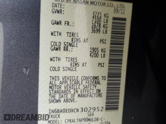 ✅ 2012 Nissan Titan SL • VIN: 1N6BA0EDXCN302952 • Лот: 59933555. Опубликован ранее на Copart с пробегом 250 766 миль. Бесплатный доступ к архиву аукционных продаж из США и подробный отчёт об истории автомобиля на DreamBid. Изображение 13.