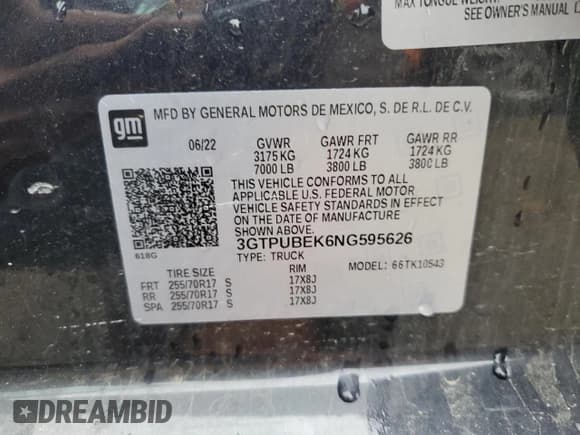 ✅ 2022 GMC Sierra 1500 SLE • VIN: 3GTPUBEK6NG595626 • Лот: 59385595. Опубликован ранее на Copart с пробегом 15 391 миль. Бесплатный доступ к архиву аукционных продаж из США и подробный отчёт об истории автомобиля на DreamBid. Изображение 13.