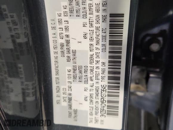 ✅ 2023 Mazda 3 S Preferred • VIN: 3MZBPACM5PM373645 • Lot: 92848025. Listed on Copart with Not provided. Free auction sales archive from the USA and detailed vehicle history report at DreamBid. Image 12.