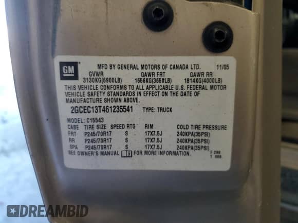 2006 Chevrolet Silverado 1500 LT1 with VIN 2GCEC13T461235541, listed as a Copart auction lot 84394215 with 100,353 mi miles and Salvage title. Bid and sale history available at DreamBid. Image 12.