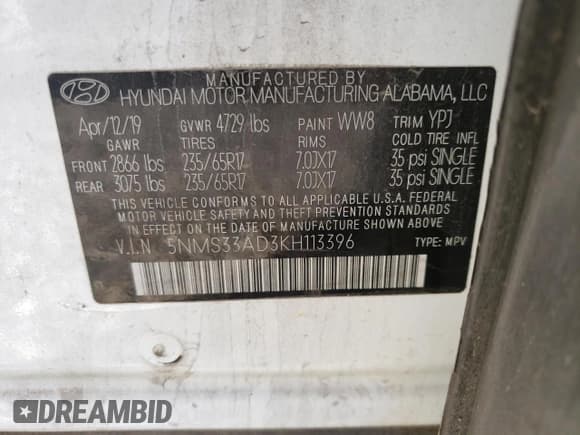 ✅ 2019 Hyundai Santa Fe SEL • VIN: 5NMS33AD3KH113396 • Lot: 41209424. Wystawiony na Copart z przebiegiem 76 913 mil. Bezpłatny archiwum sprzedaży aukcyjnych z USA i szczegółowy raport historii pojazdu na DreamBid. Zdjęcie 15.