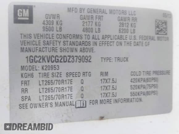 ✅ 2013 Chevrolet Silverado 2500HD Work Truck • VIN: 1GC2KVCG2DZ379092 • Lot: 42124836. Wystawiony na IAAI z przebiegiem Nie podano. Bezpłatny archiwum sprzedaży aukcyjnych z USA i szczegółowy raport historii pojazdu na DreamBid. Zdjęcie 9.