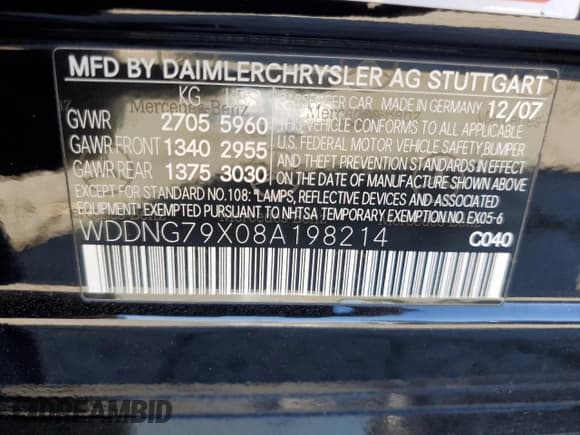 ✅ 2008 Mercedes-Benz S • VIN: WDDNG79X08A198214 • Лот: 66849895. Опубликован ранее на Copart с пробегом 163 282 миль. Бесплатный доступ к архиву аукционных продаж из США и подробный отчёт об истории автомобиля на DreamBid. Изображение 12.