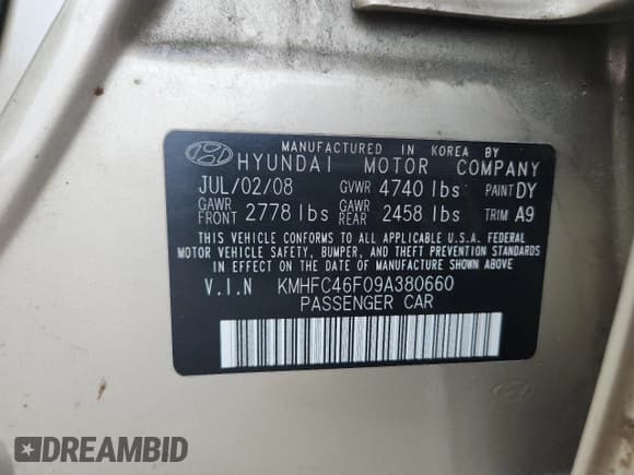 ✅ 2009 Hyundai Azera Limited • VIN: KMHFC46F09A380660 • Lot: 62120475. Listed on Copart with 173,307 mi. Free auction sales archive from the USA and detailed vehicle history report at DreamBid. Image 12.