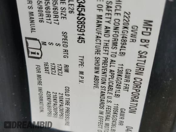 ✅ 2004 Saturn VUE V6 • VIN: 5GZCZ63454S859145 • Lot: 46060435. Wystawiony na Copart z przebiegiem 188 110 mil. Bezpłatny archiwum sprzedaży aukcyjnych z USA i szczegółowy raport historii pojazdu na DreamBid. Zdjęcie 12.