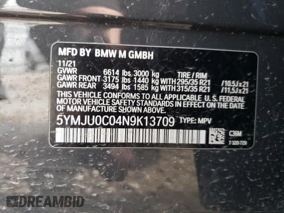 ✅ 2022 BMW X5 M • VIN: 5YMJU0C04N9K13709 • Lot: 49209415. Wystawiony na Copart z przebiegiem 46 409 mil. Bezpłatny archiwum sprzedaży aukcyjnych z USA i szczegółowy raport historii pojazdu na DreamBid. Zdjęcie 14.