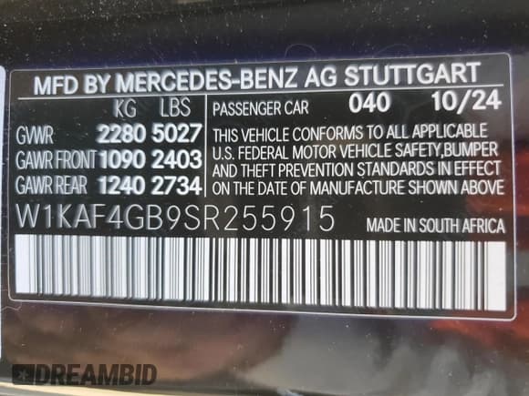 ✅ 2025 Mercedes-Benz C 300 • VIN: W1KAF4GB9SR255915 • Lot: 86113255. Wystawiony na Copart z przebiegiem 1 391 mil. Bezpłatny archiwum sprzedaży aukcyjnych z USA i szczegółowy raport historii pojazdu na DreamBid. Zdjęcie 13.