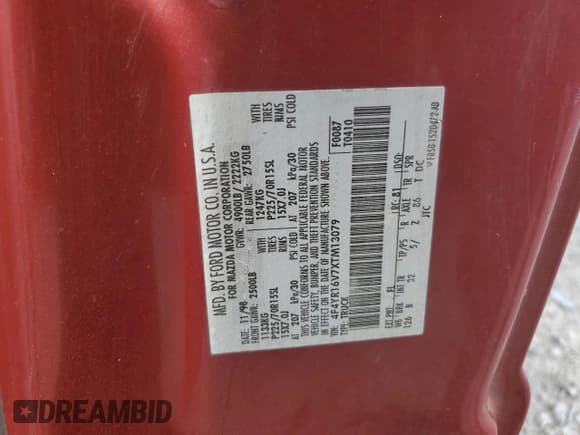 ✅ 1999 Mazda B-Series SE • VIN: 4F4YR16V7XTM13079 • Lot: 81015925. Listed on Copart with 196,006 mi. Free auction sales archive from the USA and detailed vehicle history report at DreamBid. Image 12.