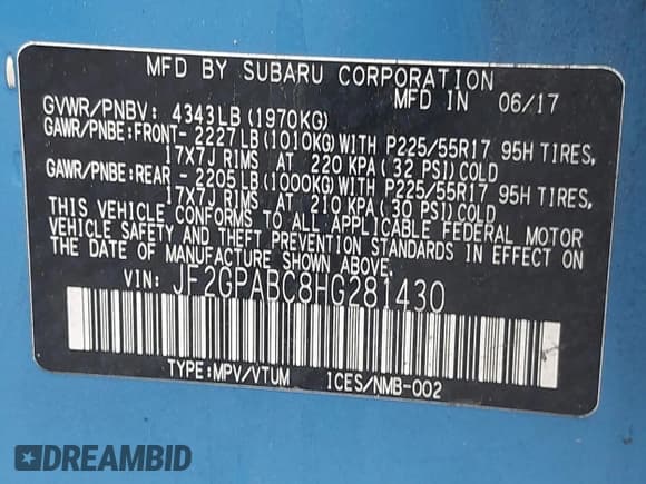 ✅ 2017 Subaru Crosstrek Premium • VIN: JF2GPABC8HG281430 • Лот: 42315101. Опубликован ранее на IAAI с пробегом 124 998 миль. Бесплатный доступ к архиву аукционных продаж из США и подробный отчёт об истории автомобиля на DreamBid. Изображение 9.