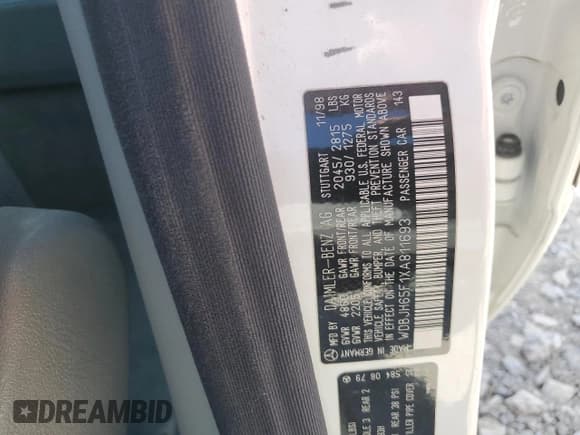 ✅ 1999 Mercedes-Benz E 320 • VIN: WDBJH65F1XA811693 • Lot: 69370604. Listed on Copart with 128,876 mi. Free auction sales archive from the USA and detailed vehicle history report at DreamBid. Image 13.