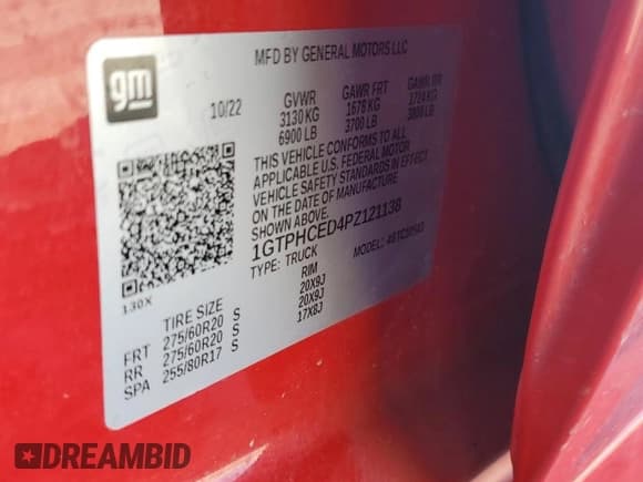 ✅ 2023 GMC Sierra 1500 Elevation • VIN: 1GTPHCED4PZ121138 • Lot: 79389074. Listed on Copart with Not provided. Free auction sales archive from the USA and detailed vehicle history report at DreamBid. Image 12.