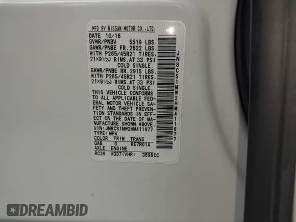 ✅ 2017 Infiniti QX70 • VIN: JN8CS1MW2HM411677 • Lot: 43084177. Listed on IAAI with 86,468 mi. Free auction sales archive from the USA and detailed vehicle history report at DreamBid. Image 9.