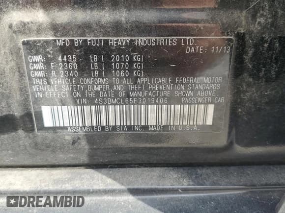 ✅ 2014 Subaru Legacy Limited • VIN: 4S3BMCL65E3019406 • Lot: 67355115. Wystawiony na Copart z przebiegiem 187 480 mil. Bezpłatny archiwum sprzedaży aukcyjnych z USA i szczegółowy raport historii pojazdu na DreamBid. Zdjęcie 12.