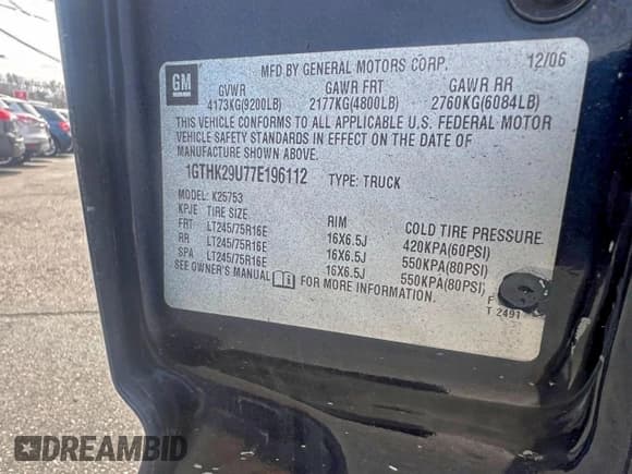 ✅ 2007 GMC Sierra 2500HD SLE1 • VIN: 1GTHK29U77E196112 • Лот: 95877135. Опубликован ранее на Copart с пробегом 134 676 миль. Бесплатный доступ к архиву аукционных продаж из США и подробный отчёт об истории автомобиля на DreamBid. Изображение 10.