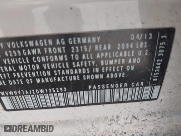 ✅ 2013 Volkswagen Golf GTI Driver's Edition • VIN: WVWHV7AJ2DW135293 • Лот: 42054437. Опубликован ранее на IAAI с пробегом 134 795 миль. Бесплатный доступ к архиву аукционных продаж из США и подробный отчёт об истории автомобиля на DreamBid. Изображение 9.